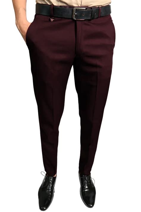 THE MRP STORE Maroon Plain Slim Fit Formal Trouser | Stretchable and ...