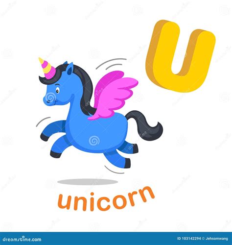 Illustration Isolated Alphabet Letter U Unicorn Stock Vector - Illustration of reading, alphabet ...