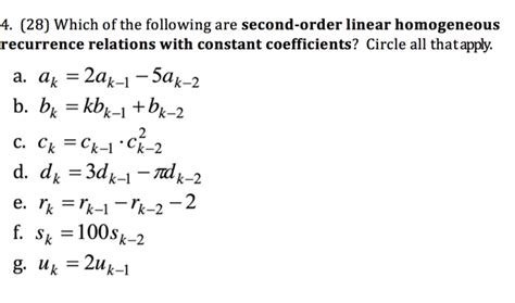 Second Order Linear Homogeneous Recurrence Relations 的图像结果