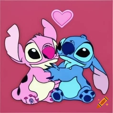 Stitch kissing his girlfriend Angel from Lilo and Stitch on Craiyon