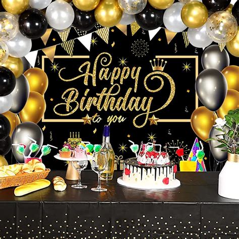 Buy Black and Gold Birthday Party Decorations 65Pcs Gold Black Balloon ...