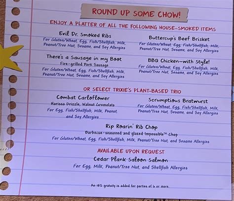 Roundup Rodeo BBQ Allergy Friendly Lunch & Dinner Menu — Gluten Free ...