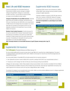 Fillable Online Basic Life and AD&D Insurance Supplemental Life ...