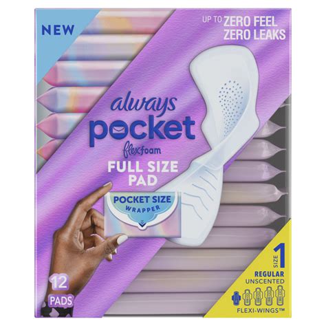 Always Pocket Feminine Pads with FlexFoam Size 1 Regular with Wings Un