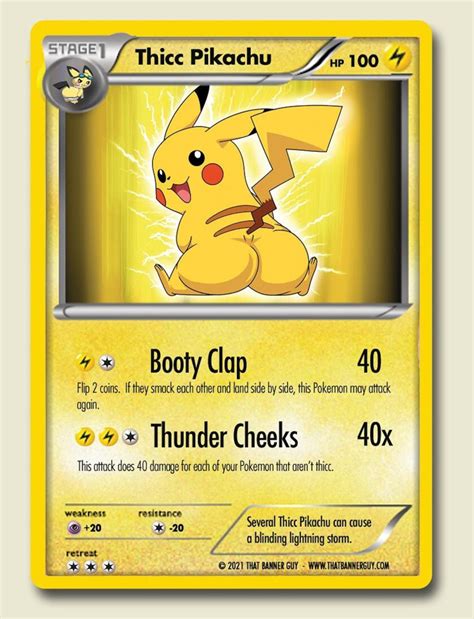 Thicc Pikachu Custom Pokemon Card Limited Edition Trading | Etsy
