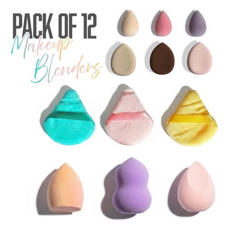 Makeup Blender Combo Jar | Pack of 12 Multi-Shape Beauty Sponges & Puf ...