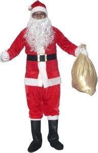 KAKU FANCY DRESSES Santa Claus Costume with Beard, Boot, Specs & Glove ...