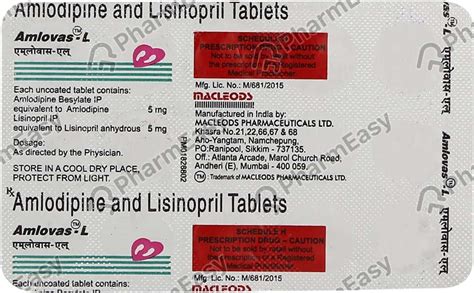 Amlovas L Strip Of 15 Tablets: Uses, Side Effects, Price & Dosage ...