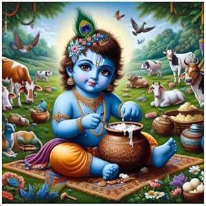 V TO H DECOR Baby Krishna Wall Poster for Pooja Room, Sport, Kids Room ...