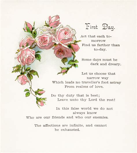 Free Vintage Clip Art Pink Roses and Poem - The Old Design Shop
