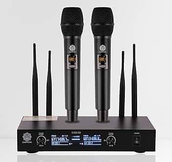 DIGIMORE Portable UHF Wireless Microphone System - Battery Operated Two ...
