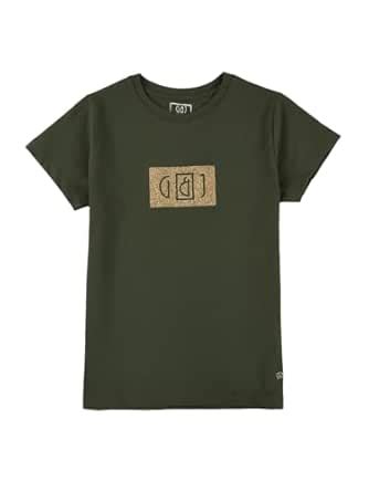 Buy Gini and Jony Girls Green Glitter Print Cotton Half Sleeves Knits ...