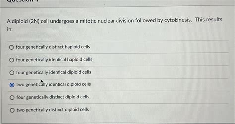 Solved A diploid ) ﻿cell undergoes a mitotic nuclear | Chegg.com