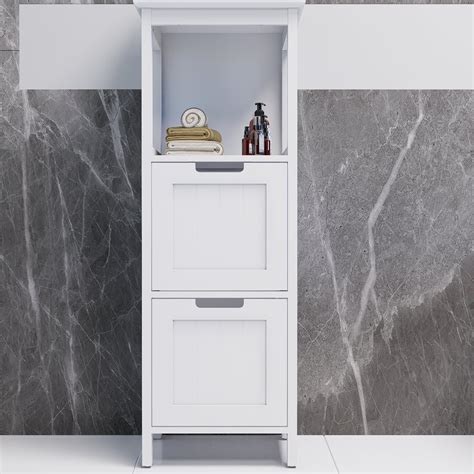 Lark Manor™ White Bathroom Floor Cabinet With 2 Drawers And 1 Storage ...
