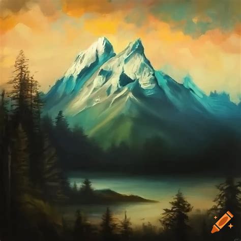 Painting of a mountain landscape