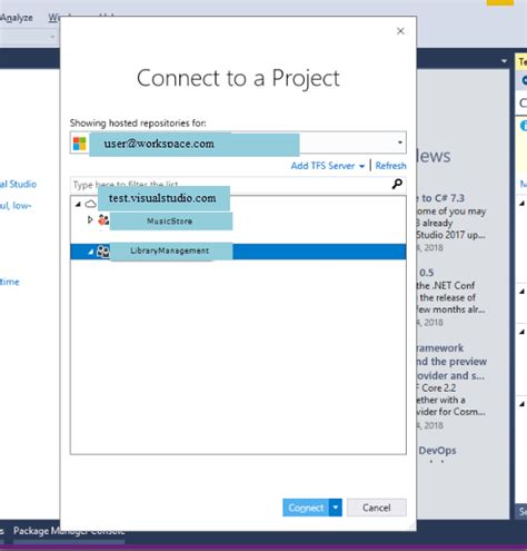 Image result for Visual Studio 2019 TFS Connection