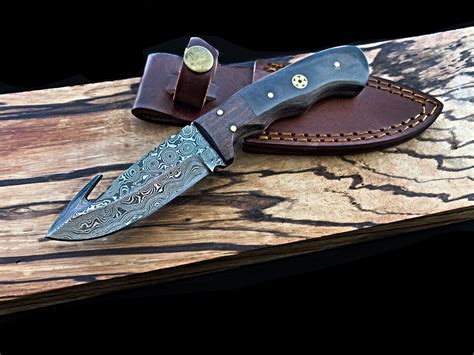 Damascus Skinning Gut Hook Hunting Knife by Titan TD-407 | Etsy