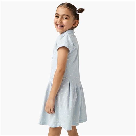 Buy Juniors All-Over Heart Print Polo Dress with Button Closure from ...