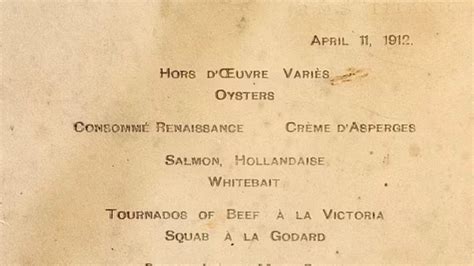 Image result for Titanic First Class Lunch Menu