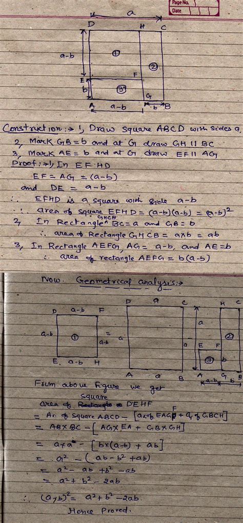 verify the identity (a-b)²=a²-2ab+b² with diagram.please answer ...