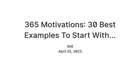 365 Motivations: 30 Best Examples To Start With... — Teletype