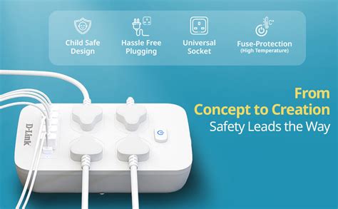 D-Link Power Strip with 4 Universal Sockets with Child Security + 5 USB ...