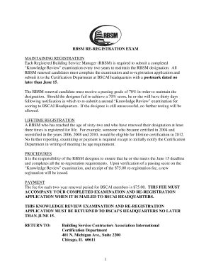 Fillable Online RBSM RE-REGISTRATION EXAM - BSCAI Fax Email Print ...