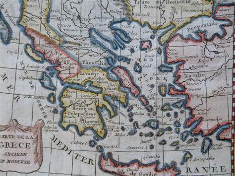 Ancient Greece Athens Sparta Corinth Peloponnese c. 1750 engraved map ...