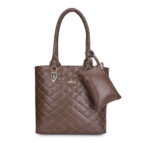 Buy THE CLOWNFISH Siya Faux Leather Handbag - Stylish Tote | Dark Brown ...