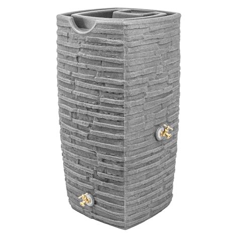 Good Ideas 50-Gallon Gray Plastic Rain Barrel Spigot in the Rain ...