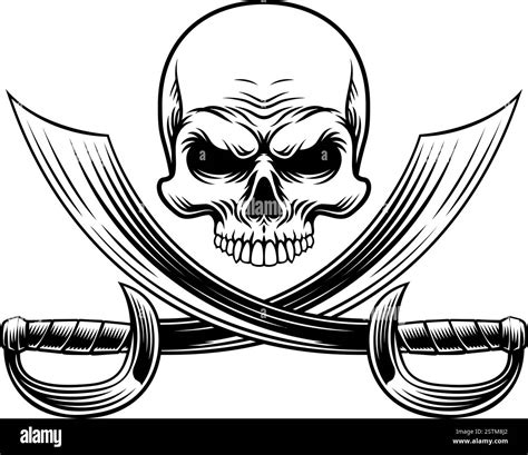 Skull Pirate Crossbones Cross Cutlass Swords Stock Vector Image & Art ...
