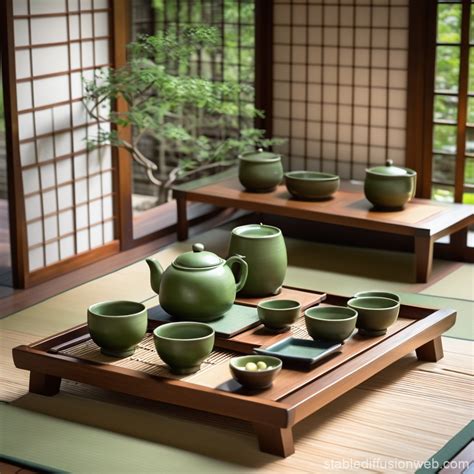Traditional Japanese Tea Ceremony Setting | Stable Diffusion Online