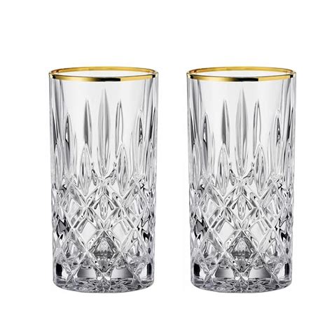 Nachtmann Noblesse Gold Collection Crystal Long Drink Glasses, Set of 4 ...