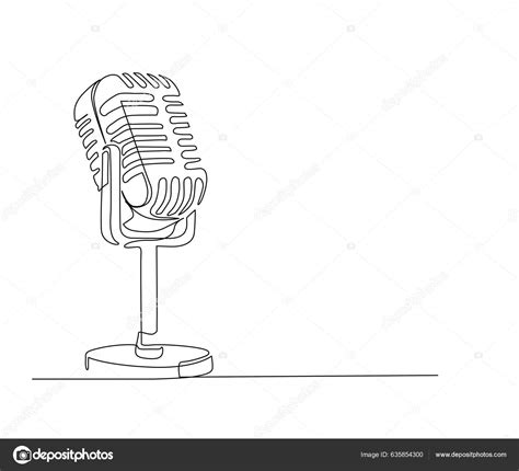 Old School Microphone Drawing Outline Vintage Microphone Stock