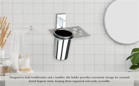 iSTAR Stainless Steel Chrome Stand Glass Toothbrush Holder Tumbler ...