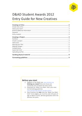 Fillable Online dandad D&AD Student Awards 2012 Entry Guide for New ...