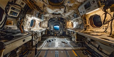 International Space Station in Earth orbit, interior view from inside ...