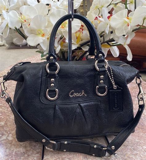 COACH Ashley Black Leather Satchel Shoulder Bag F15445 EUC! MSRP $398 ...