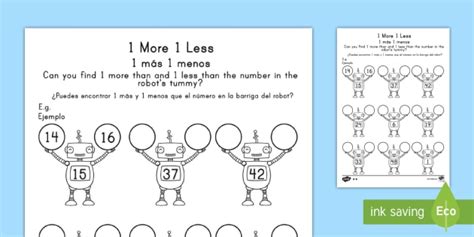 1 Less than Robot Worksheet 的图像结果