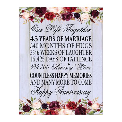 45th Anniversary Gift | Anniversary Wall Plaque | 45 Wedding ...