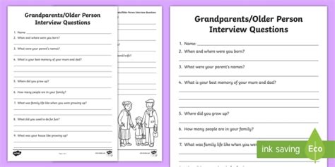 Grandparents Day Interview Questions | Primary Resource