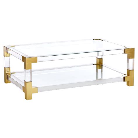Jacques Grand Cocktail Table in Lucite and Brass at 1stDibs