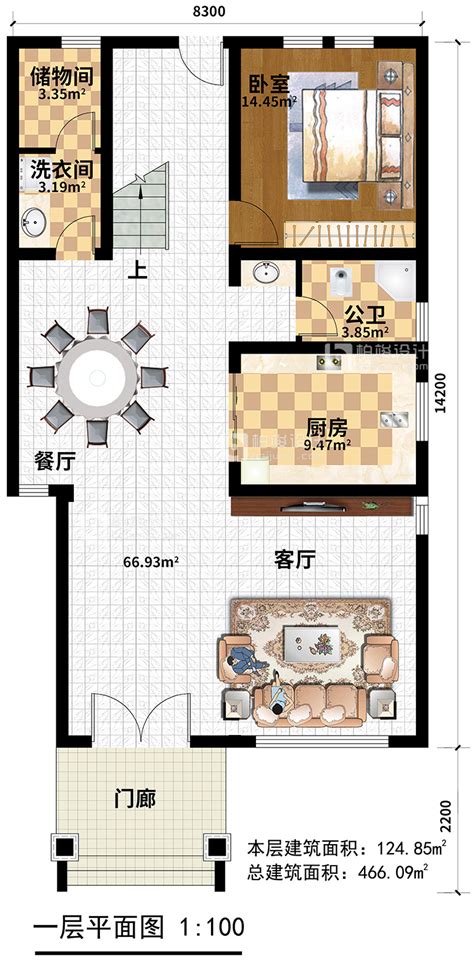 新农村四层别墅设计图纸 占地面积：124平方米_农村房屋设计图纸_农村自建房设计图纸_乡村别墅设计图纸及效果图大全-柏竣设计