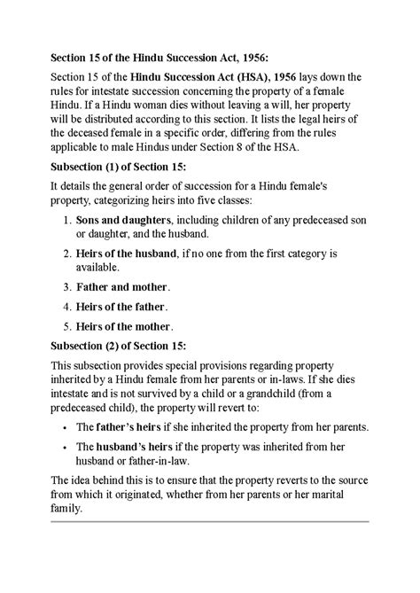 Section 15 and 16 of the Hindu Succession Act - If a Hindu woman dies ...