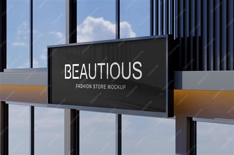 Premium PSD | Logo mockup sign on facade fashion store