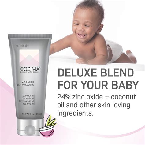 COZIMA Baby Diaper Rash Cream 4oz - Zinc Oxide 24% & Coconut Oil ...