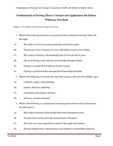 SOLUTION: Fundamentals of nursing care concepts connections skills 4th ...