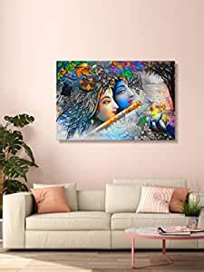 999Store Wooden Stretched Lord Krishna art paintings wall for bedroom ...