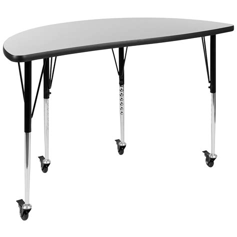 Flash Furniture Mobile 47.5" Half Circle Wave Collaborative Adjustable ...