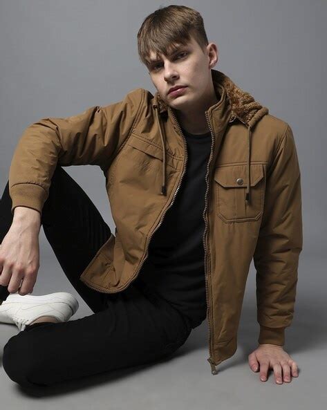 Men Regular Fit Bomber Jacket with Detachable Hood - Price History